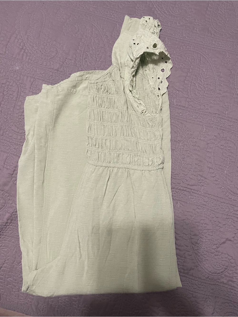 Eyeshadow Cream Smocked Eyelet Baby One-Piece